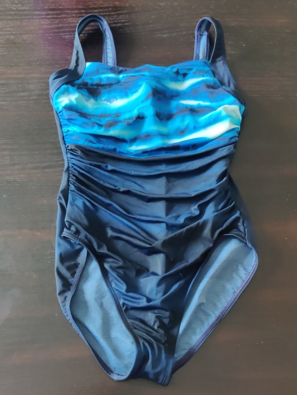 Miraclesuit Navy One-Piece Swimsuit with Blue Print